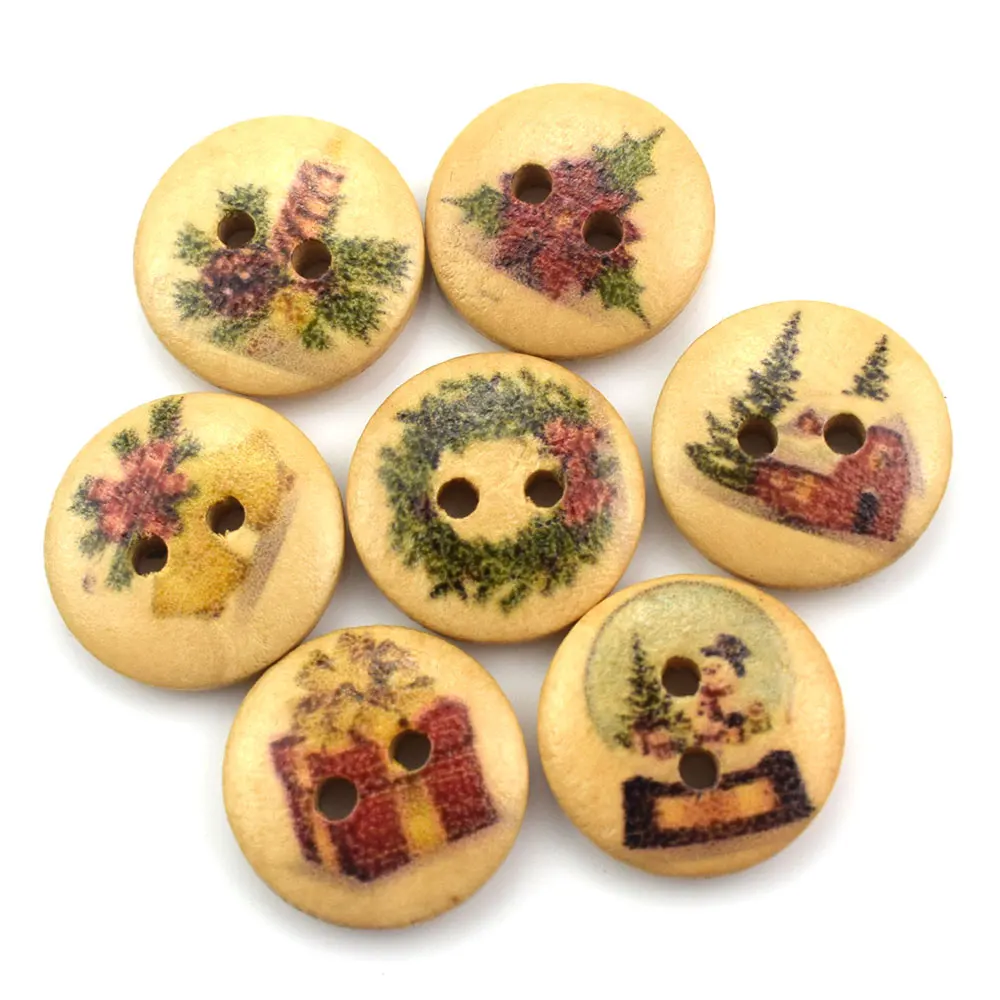 

500PCS 2 Holes Christmas Wooden Buttons Scrapbook for Needlework Craft Scrapbooking DIY Sewing Decorative Children's Button