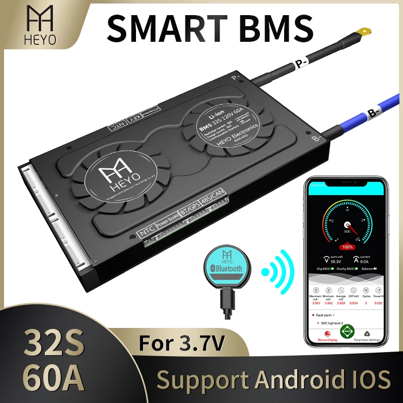 Аккумуляторная батарея HEYO Smart Li Ion 32S 120 В 118 4 60 А Bluetooth GPS UART RS485 CANbus|Аксессуары для