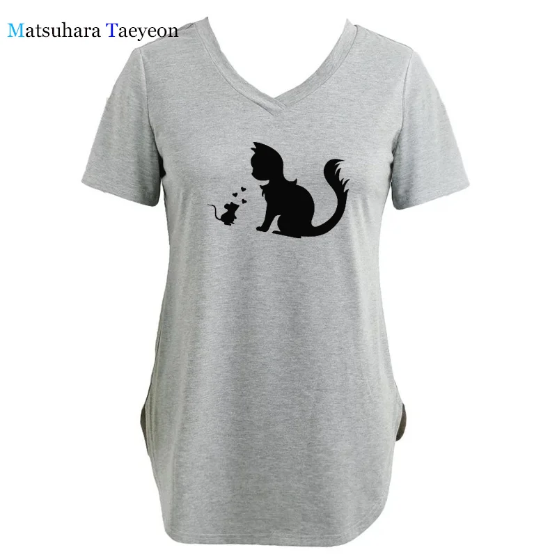

Animal Cats Print Short Sleeve Top Women Summer Woman Tshirts Fashion Graphic Tee Streetwear Ropa Mujer