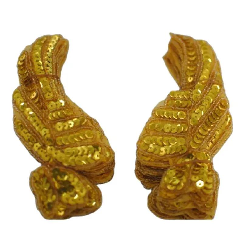 

Аппликация для головных уборов с золотыми блестками и бусинами, 14 х6 см