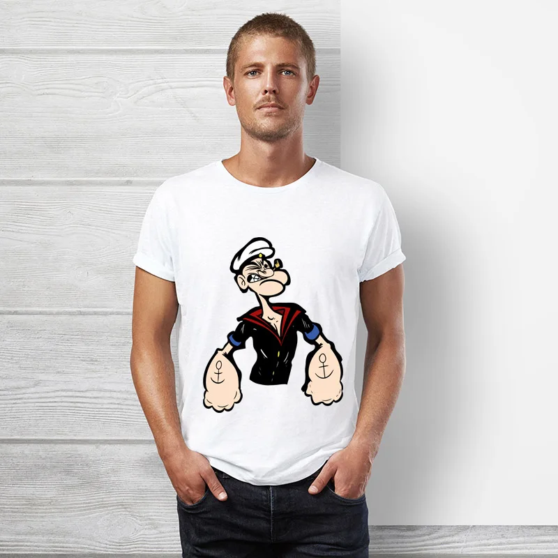 Брендовая одежда True reveler, футболка Popeye, Мужская футболка с коротким рукавом, летняя мультяшная футболка в стиле хип-хоп, забавная футболка из хлопка с моряком