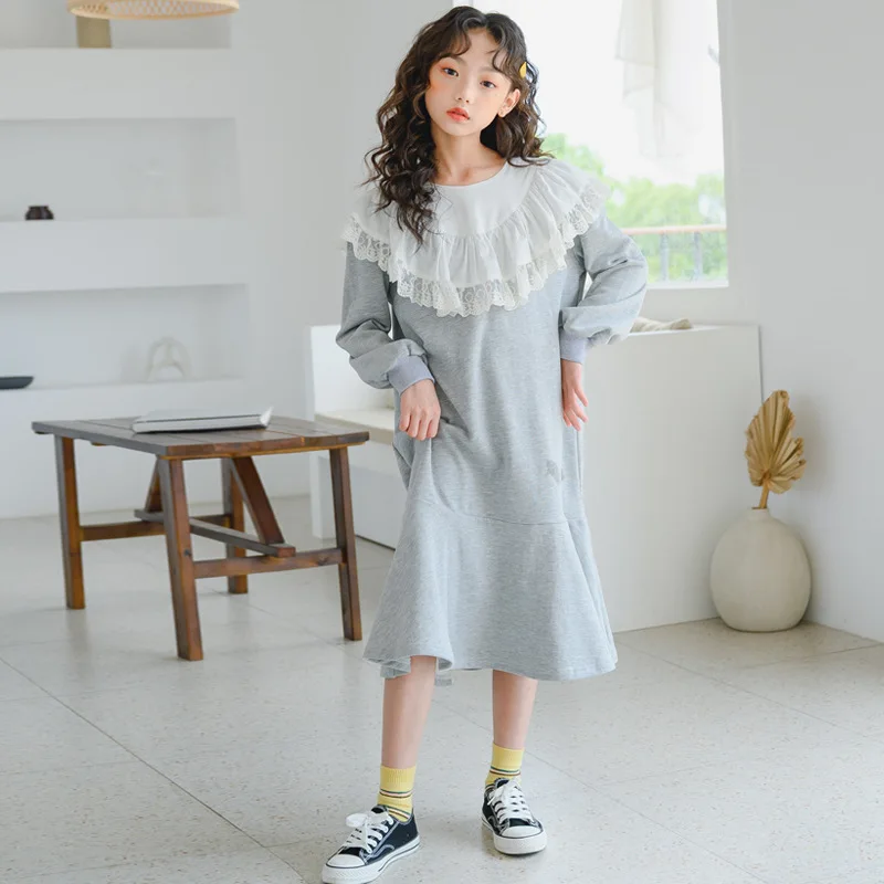 

Girl Dress Winter Autumn Teenage Lace Doll Collar Girls Princess Dress Elegant Children's Clothing Kids Dresses for Girls 6-16Y