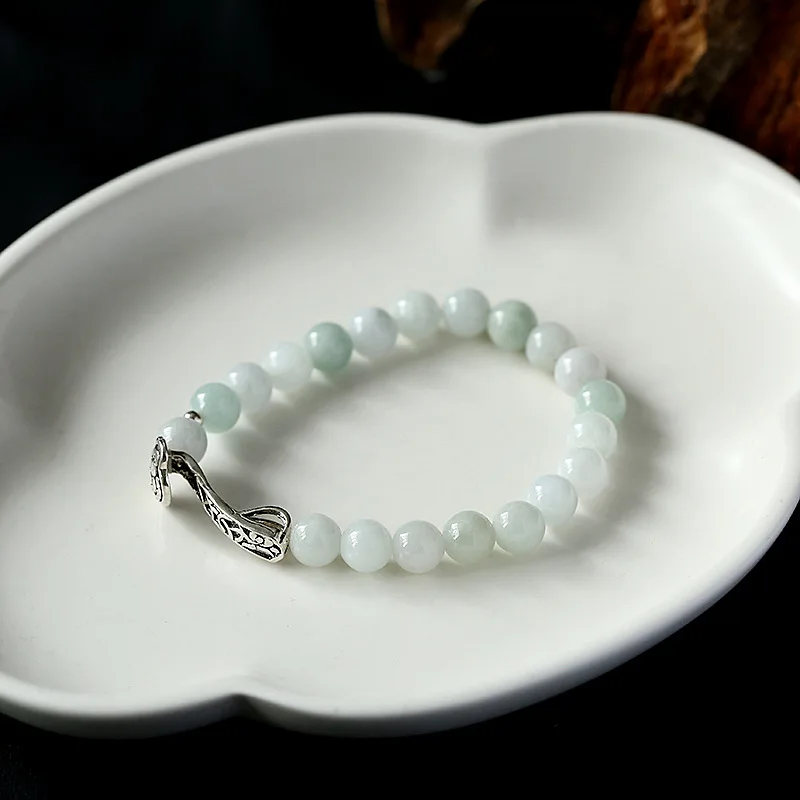 

Pure Natural Jade Jade Bracelet Men's Women's Valentine's Day Lucky Gift S925 Sterling Silver Wishful Jewelry Bracelet
