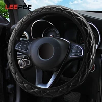 leepee car steering wheel cover pu leather crystal crown steering covers 37 38cm diameter interior accessories car styling