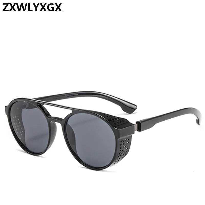 Солнцезащитные очки в стиле стимпанк унисекс ретро круглые откидные для