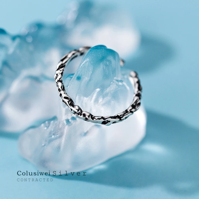 

Colusiwei Authentic 925 Sterling Silver Vintage Open Finger Rings for Women Free Size Irregular Bump Band Bijoux Fashion Bague