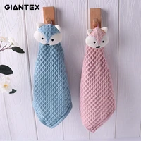 giantex cute soft absorbent waffle hand towel hanging bathroom kitchen towel quick drying cleaning cloth 30x30cm u2951