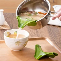 creative anti spill silicone slip on pour soup spout funnel for pots pans and bowls and jars kitchen gadget tool