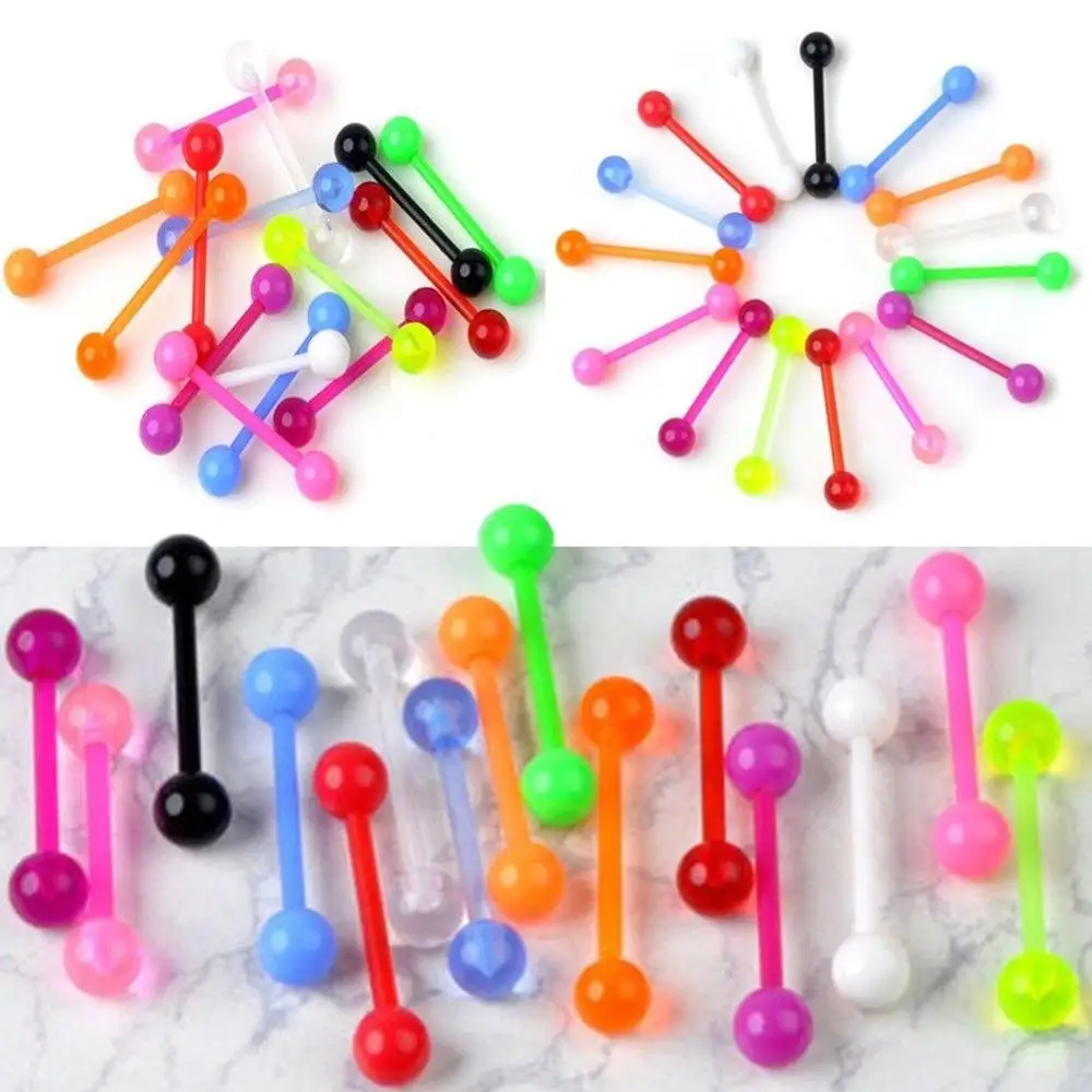 10 шт./лот гибкий УФ Силиконовый цветной язычок губы соска кольцо Штанга пирсинг