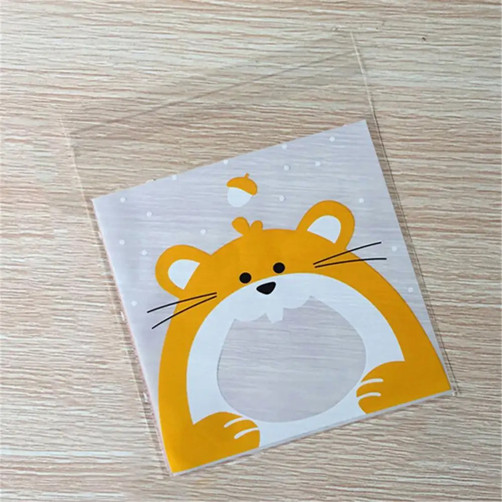 100 шт Мультяшные животные милые Самоклеющиеся сумки пакет для упаковки подарка