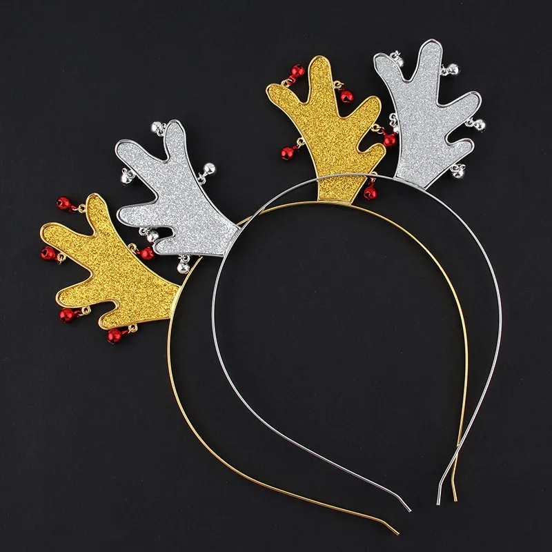 

Повязка на голову женская металлическая с рогами и колокольчиком, блестящая, для праздника, стразы вечерние украшения для волос, 2021