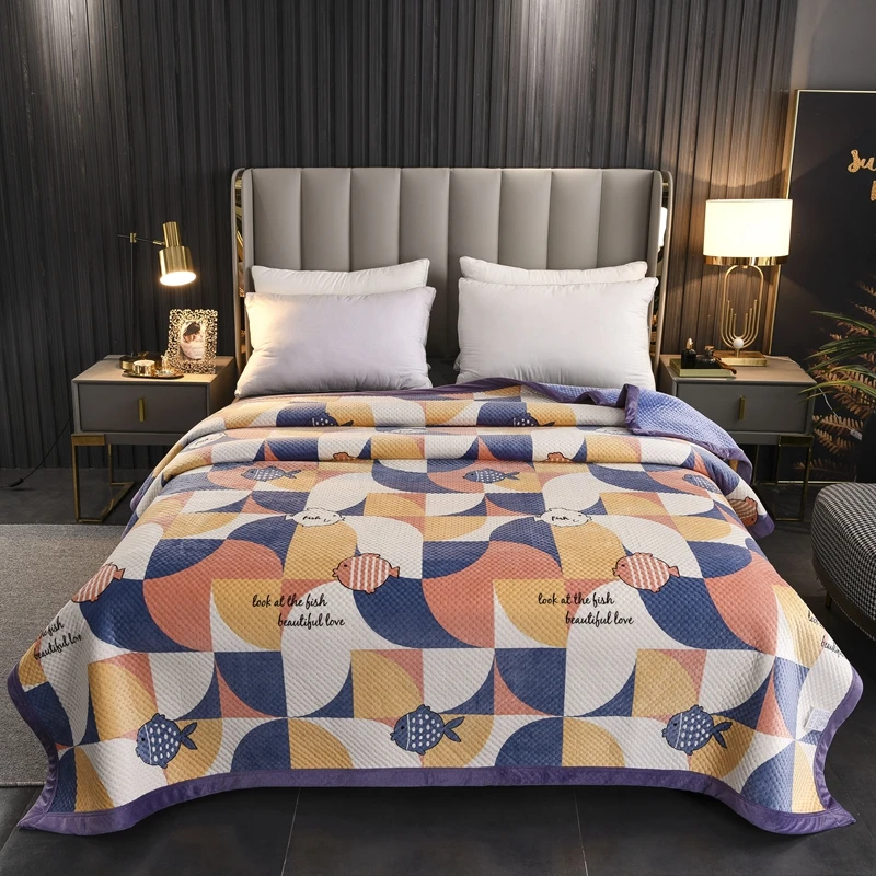 

1Pc Crystal Velvet Bedspread Soft Bed Cover Coverlet Flower Leaf Flannel Thicken Warm Blanket Four Season Home Textile 230*250cm