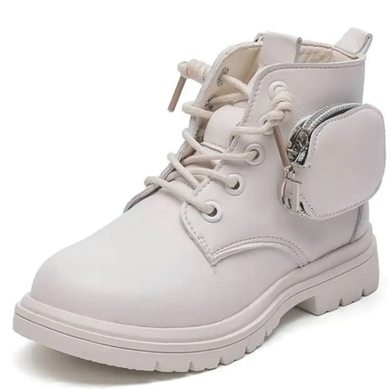 

Girls Martin Boots 2021 Winter Autumn New Little Princess Single Boots British Style Fashion Children Pockets Short Boots Gift