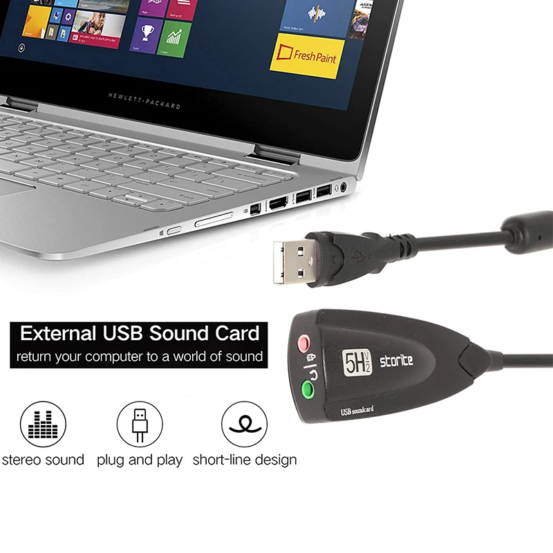 

USB External 7.1 Sound Card Adapter USB to Headset and Microphone 3.5mm Audio Jack Antimagnetic For Laptop Computer PC