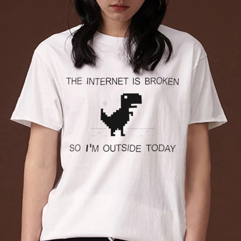 Футболка с принтом Интернет сломан Я сейчас на улице женская футболка рисунком