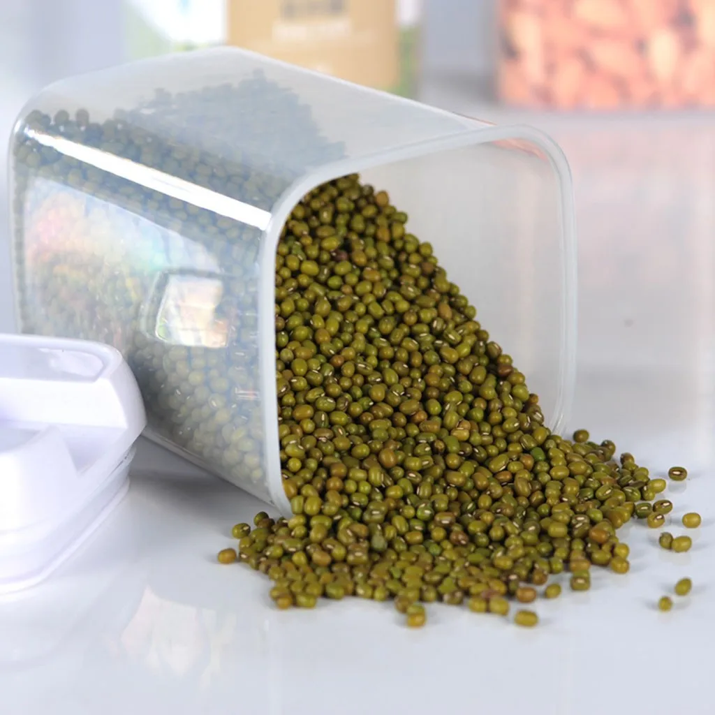 

Airtight Food Storage Cereal Plastic Clear Storage Container Kitchen Shelf Food Storage Jar Kitchen Supplies#1