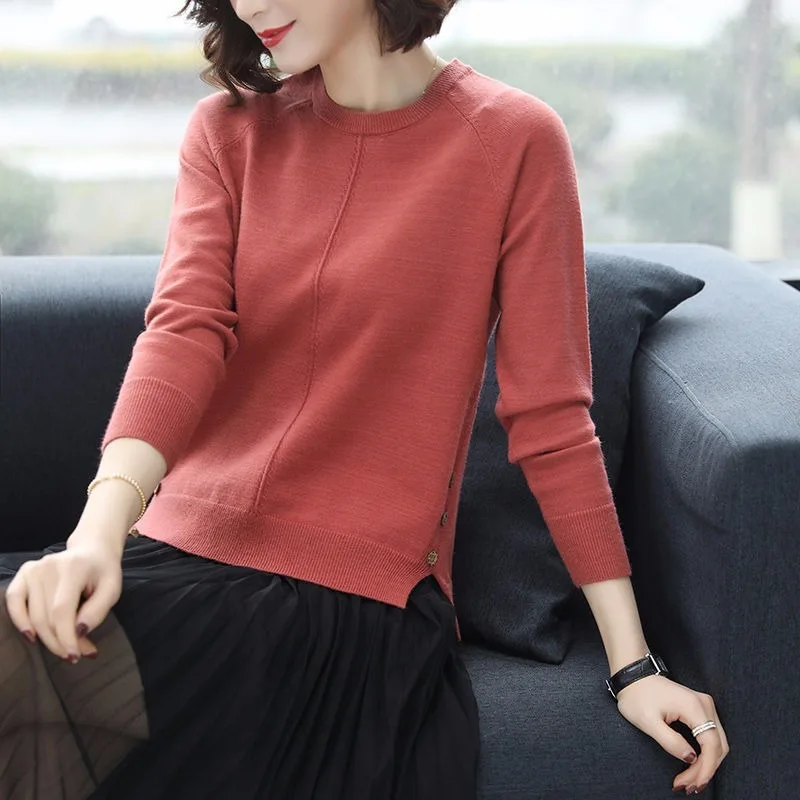 Обычный стиль женский свободный свитер новинка 2019 весна и осень тонкий с круглым