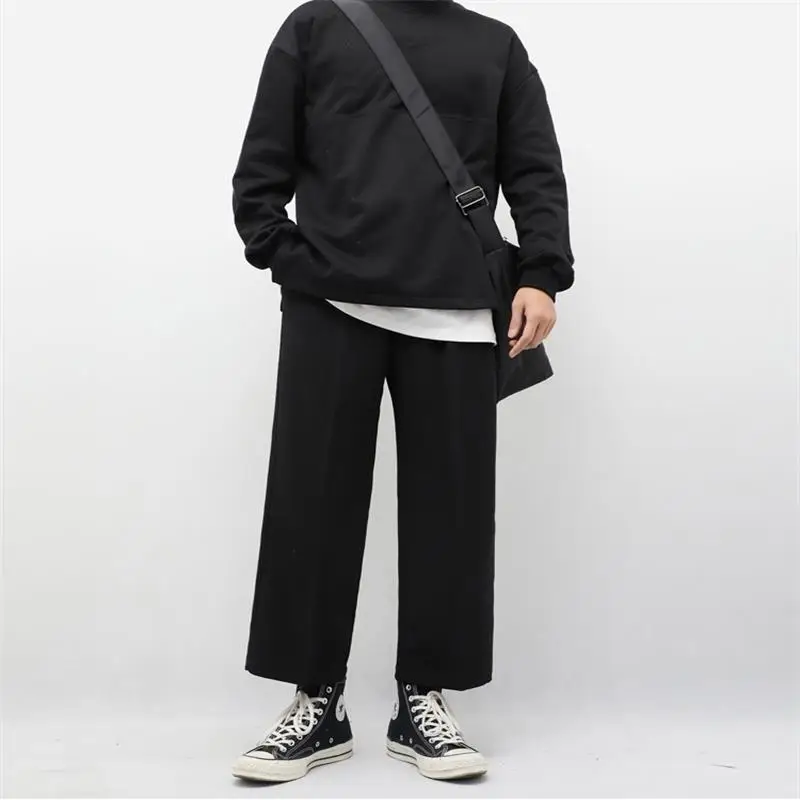 Брюки мужские демисезонные с широкими штанинами Модные свободные прямые штаны