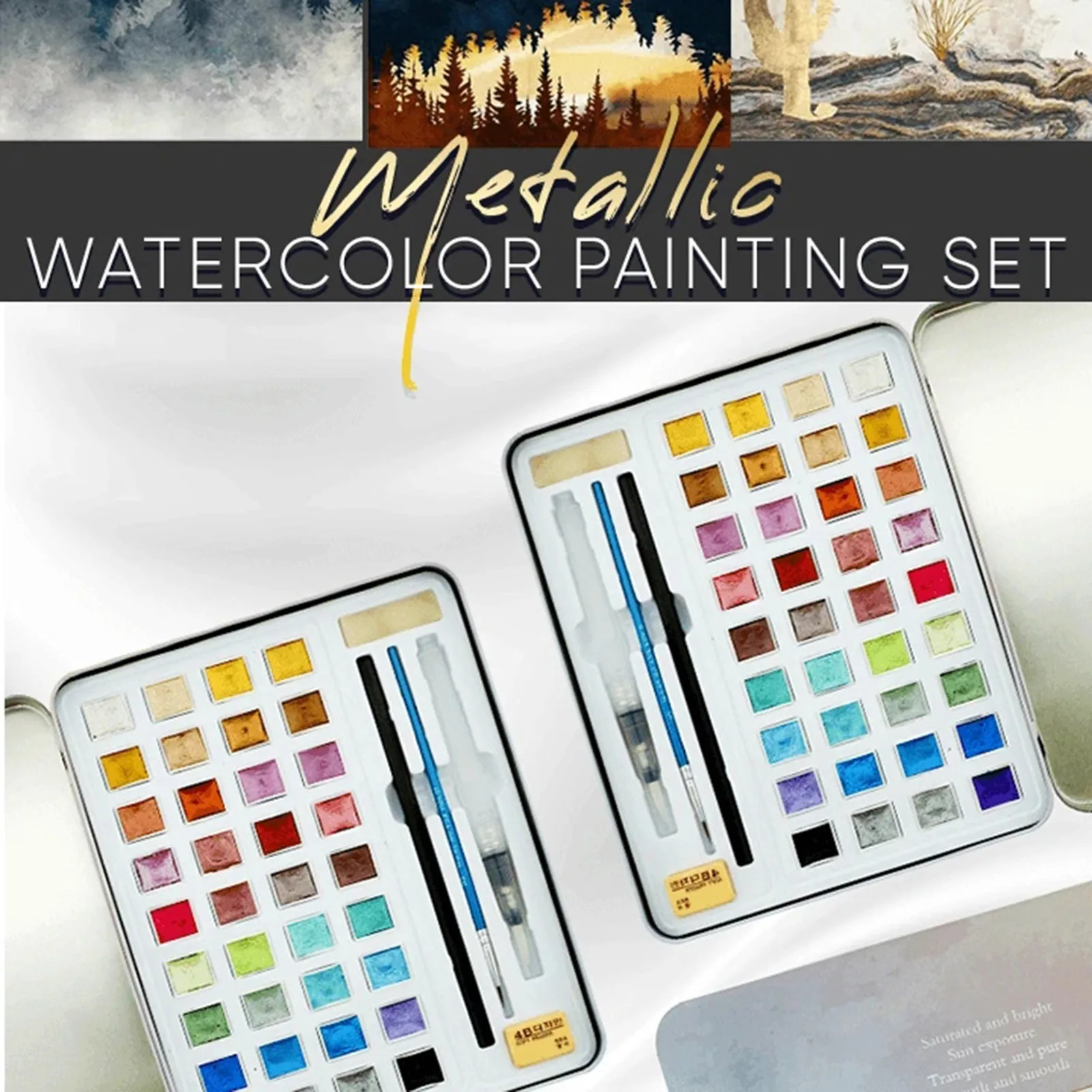 Набор для рисования металлическим акварельным цветом 12/36 ярких цветов в