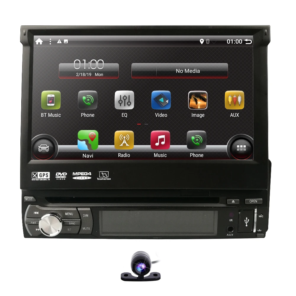 Автомагнитола 1DIN Android 9 0 четырехъядерный процессор GPS навигация автомобильный DVD