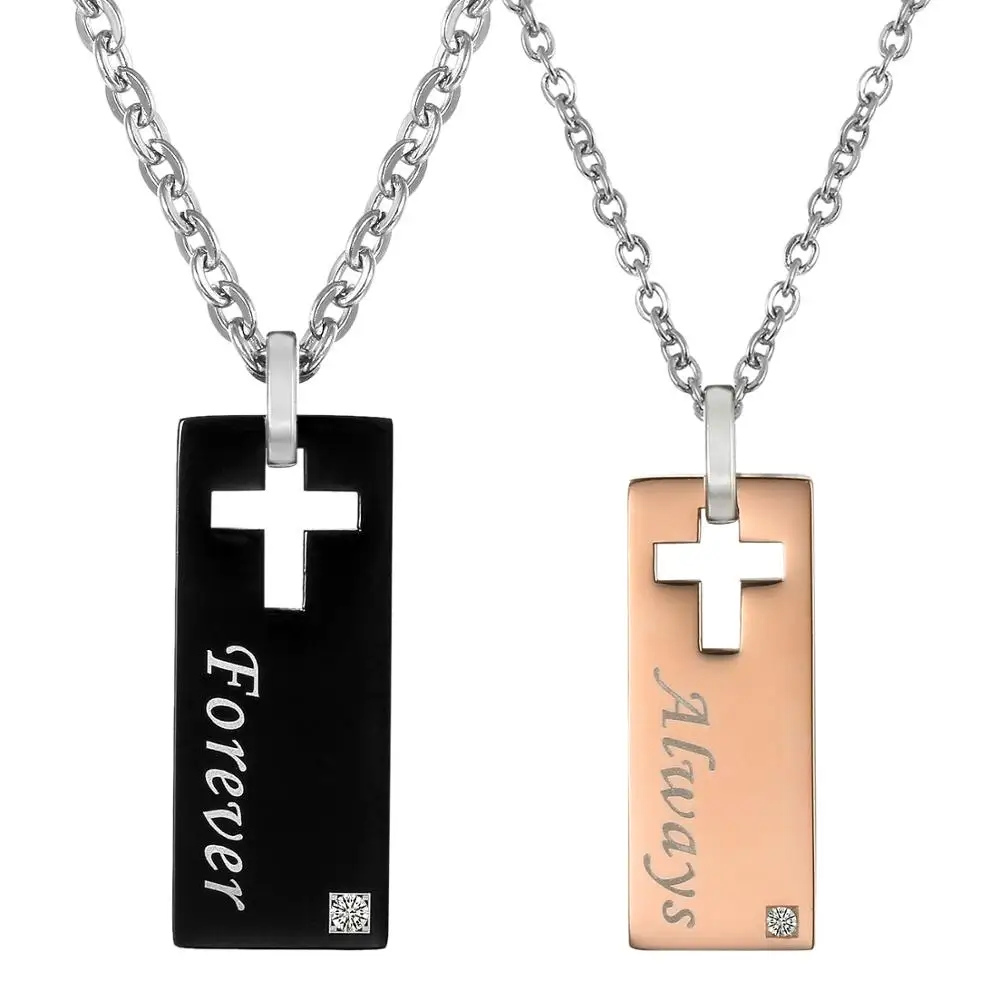 

BONISKISS 1 Pair Necklaces & Pendants Her One and His Only Forever and Always Stainless Steel Jewelry Gift Couple Necklace