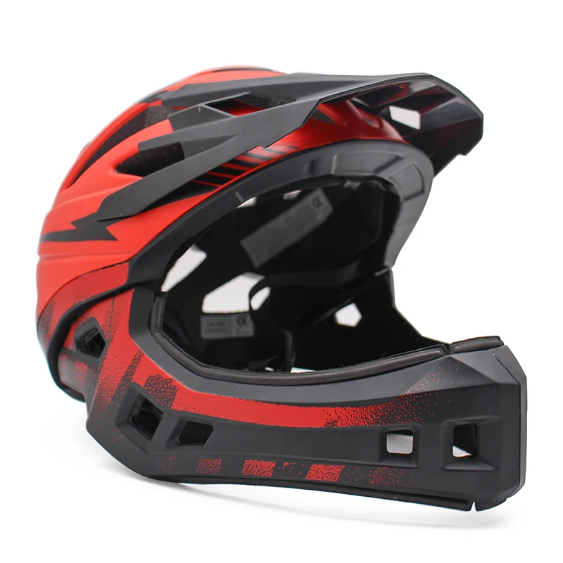 Red Children Adult Cycling Helmet Full Face OFF-ROAD DH Mountain MTB Bike Helmet with Visor Child Kids Downhill Bicycle Helmets