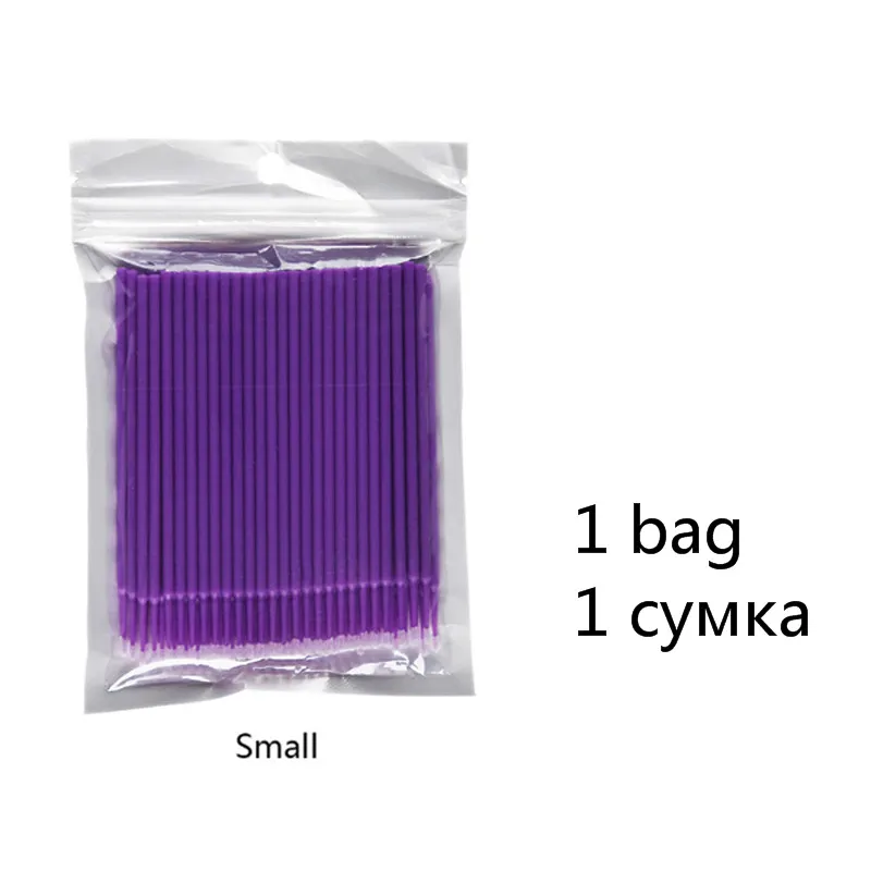 Purple-1 Fadvan 100 шт./лот Микро Кисти для ресниц щетки для нанесения клея Наращивание ресниц без ворса одноразовые аппликаторы палочки инструменты для макияжа - Handle Color: Purple-1