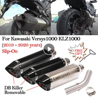 slip on for kawasaki versys 1000 se klz1000 c d 2019 2020 motorcycle exhaust carbon muffler db killer ecsape moto mid link pipe