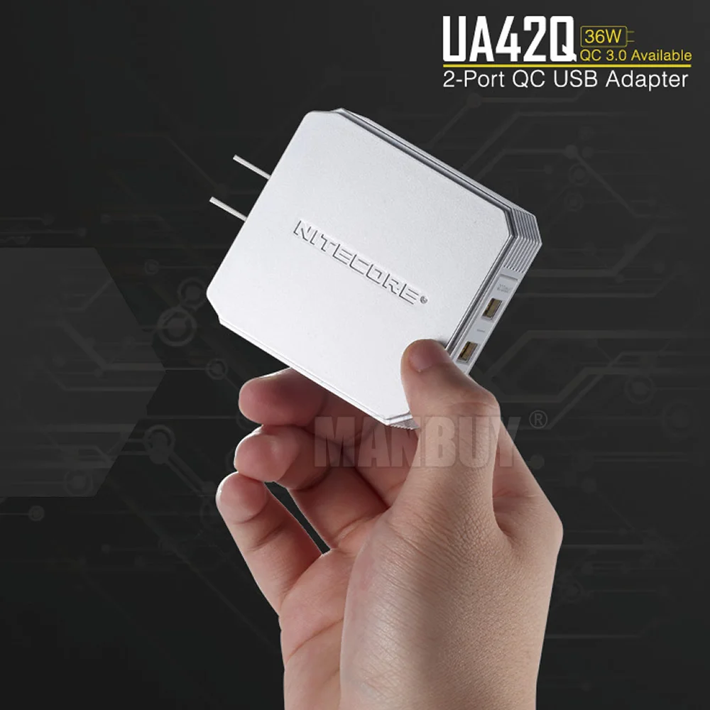 NITECORE UA42Q 2-Port QC 3.0 2.0 USB Adapter Available Dual Ports Efficient High-speed Charging With Authentication Code | Лампы и