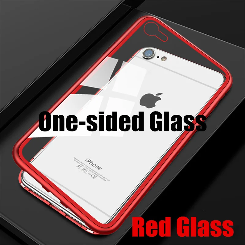 Red-Back Glass Магнитный адсорбционный металлический чехол для iPhone 6, 6 S, 7, 8 Plus, X, двухсторонний стеклянный чехол Manet для iPhone X, XS Max, XR, чехол для телефона s - Color: Red-Back Glass