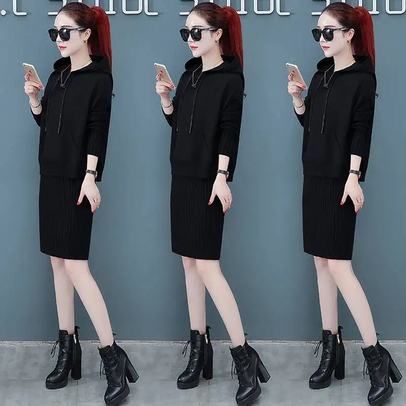 Новый стиль уличная мода вязаный комплект из двух предметов с длинным рукавом