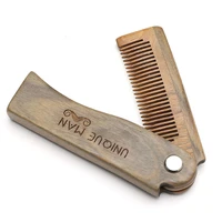 natural green sandal wood fold comb hair comb for men beard care anti static wooden comb hair care tools hair brush 1pc
