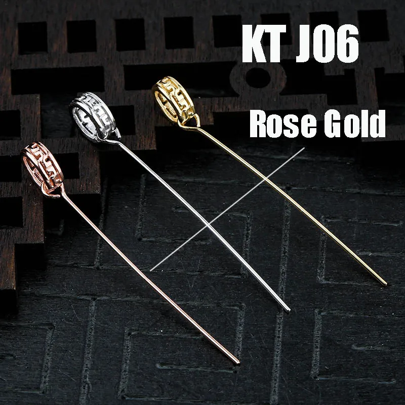 KT J06 rose gold 925 стерлингового серебра застежки на ожерелье с булавками 40 мм нефритовый драгоценный кулон Соединительная Пряжка Крючки Bails DIY аксессуары для ювелирных изделий - Цвет: KT J06 rose gold