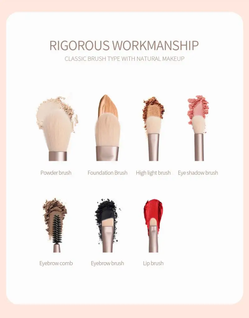 Набор кистей для макияжа 7 шт./лот кисти пудры теней век растушевки подводки глаз