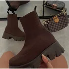 Женские ботинки без шнуровки, ковбойские ботильоны на платформе, вязаные дамские осенние ботинки-носки для женщин, модные женские ботинки 2022