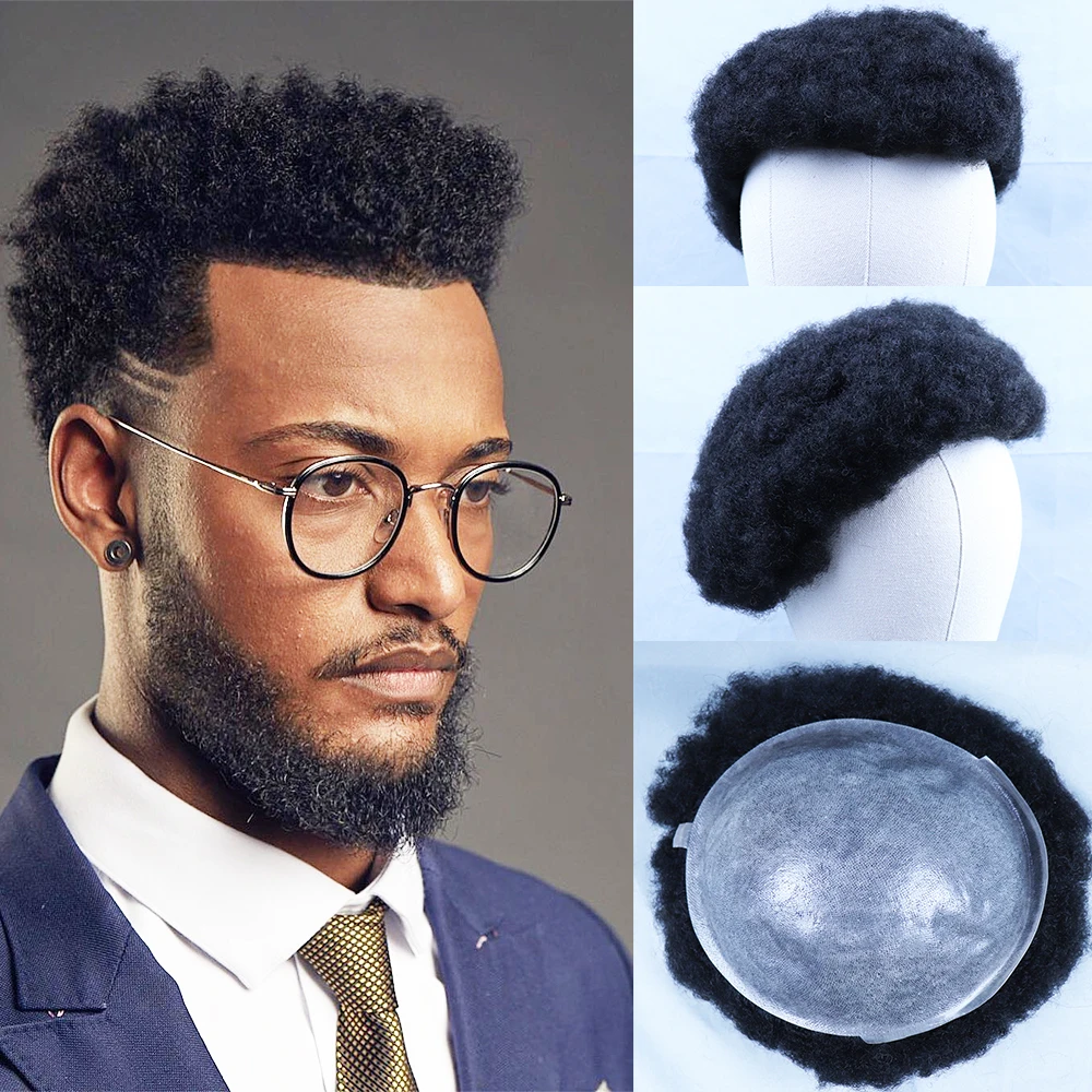 YY парики натуральный черный 6 мм афро кудрявые вьющиеся человеческие волосы