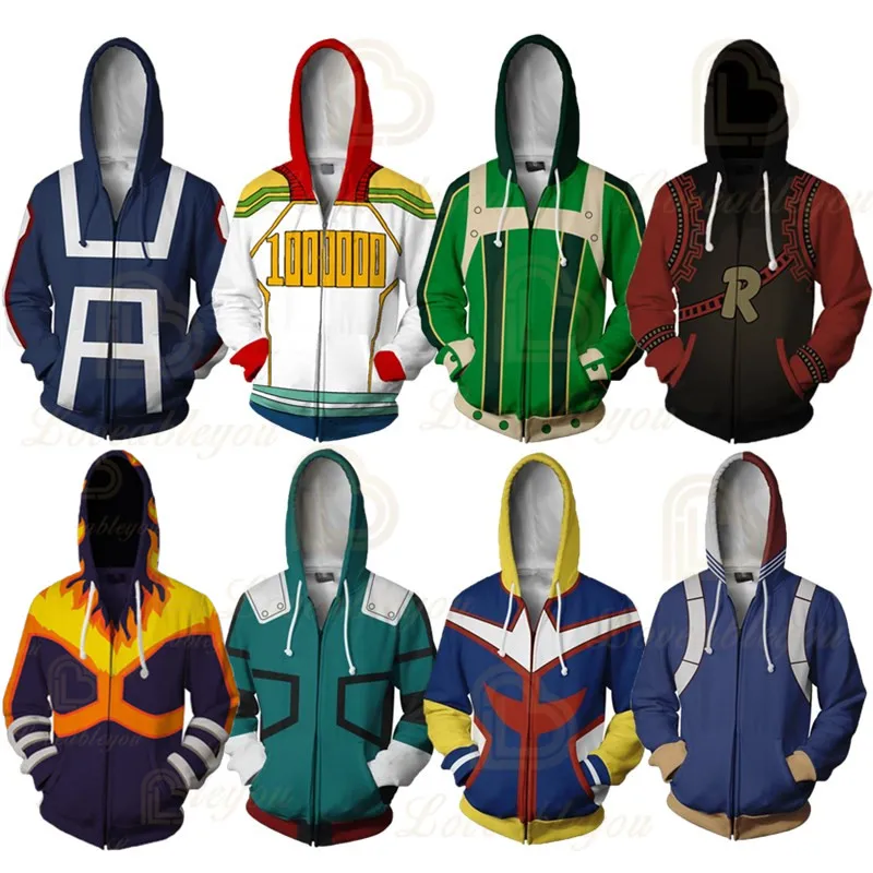 

Zipper Hoodie Men Women 3D Printed Cosplay Costume Sweatshirt School Uniform Jackets