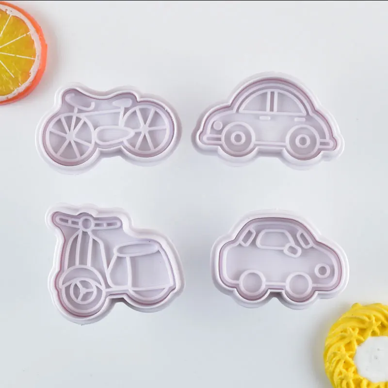 

New 3D Car Plane Train Vehicle Cookie Cutter Biscuit Mold Baking Hand Stamp Press Plunger Sugarcraft Cookie Fondant Cutters