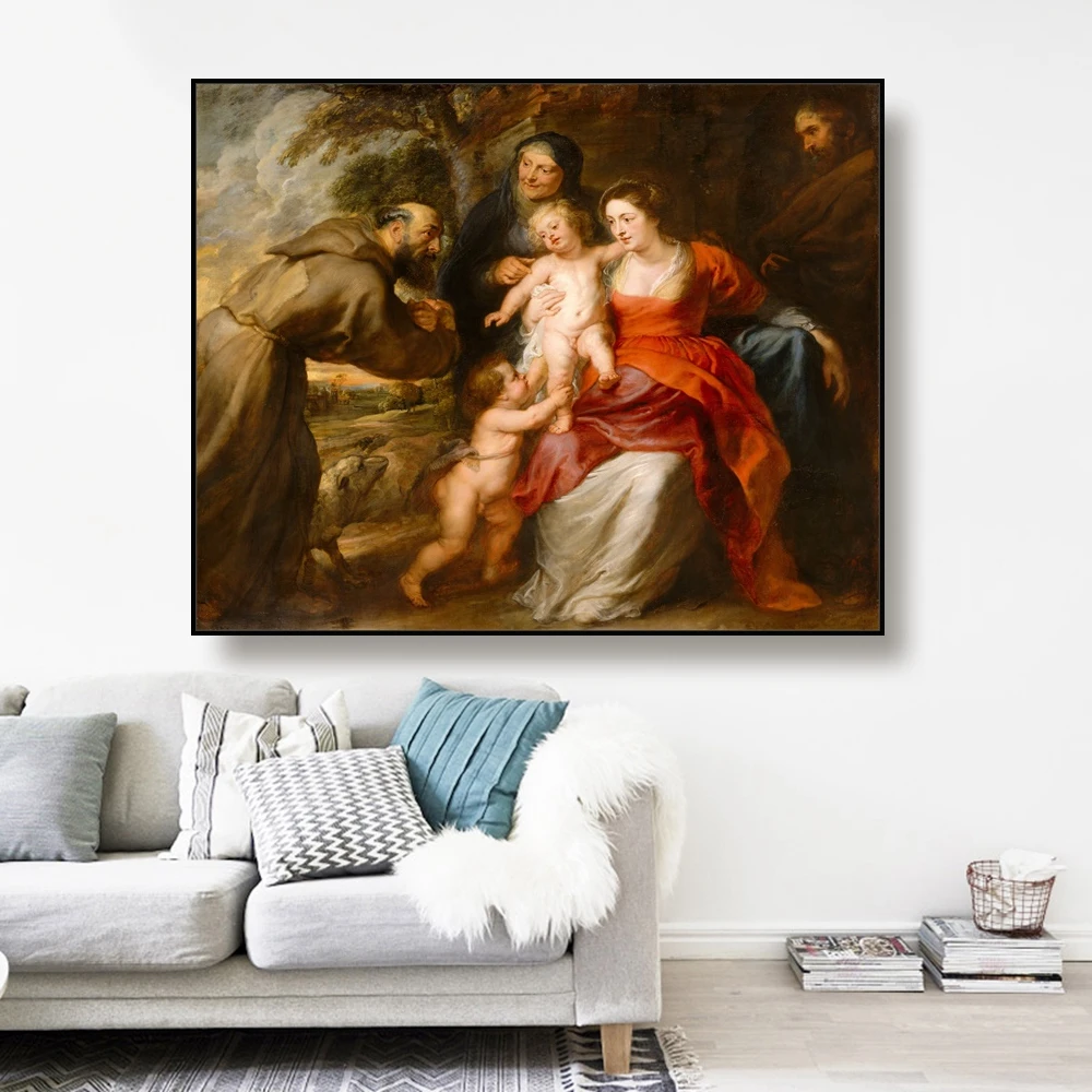 

Cassisy Canvas Oil Painting《The Holy Family with St Francis & Anne & the baby St John the Baptist》Rubens Wall Decor Decoration