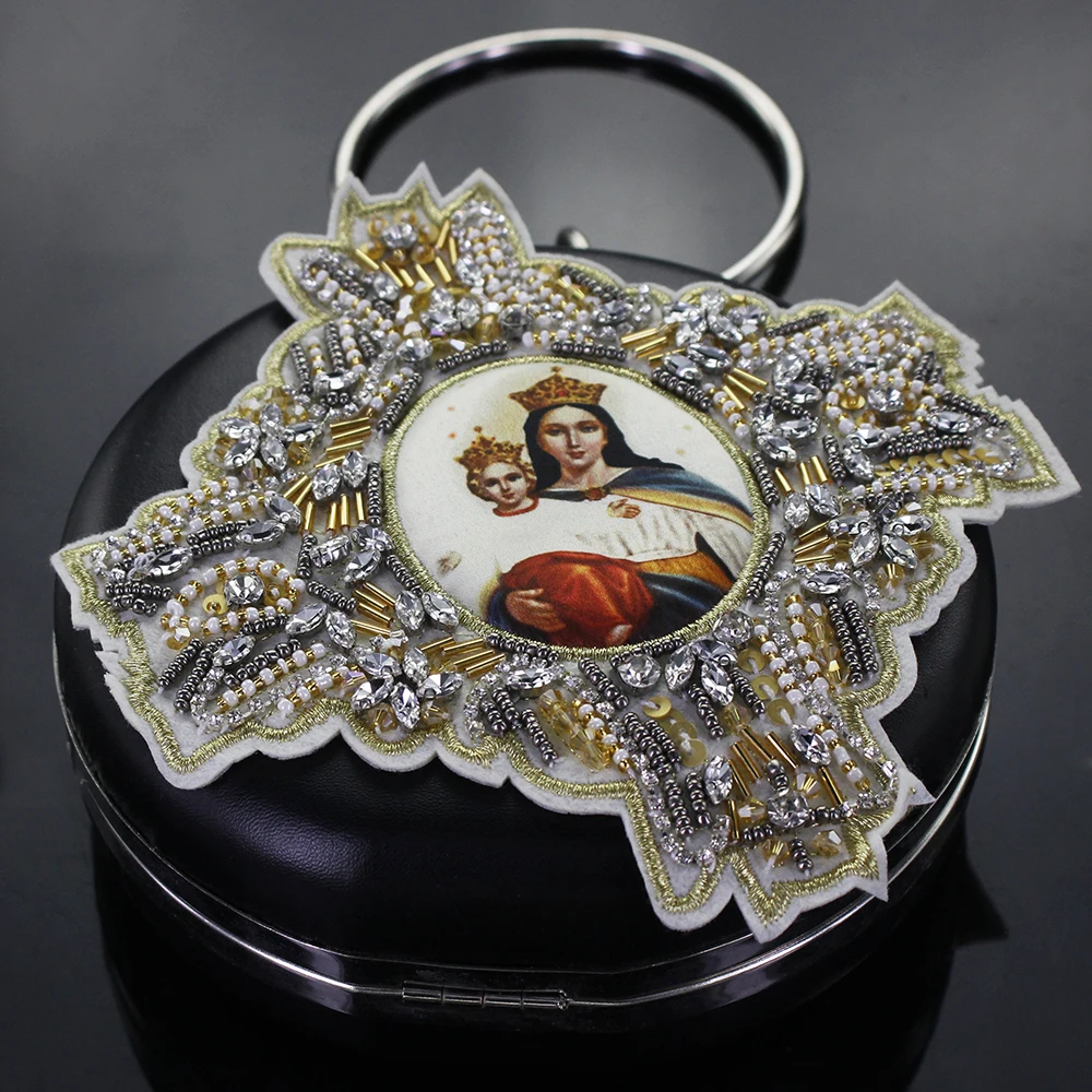 Вышивка ручной работы Королева Мэри стразы бусины ткань одежда сумка украшение