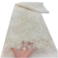 african lace fabric 2021 high quality handmade beaded and sequins lace nigerian tulle lace fabrics sewing french fabric rf 275