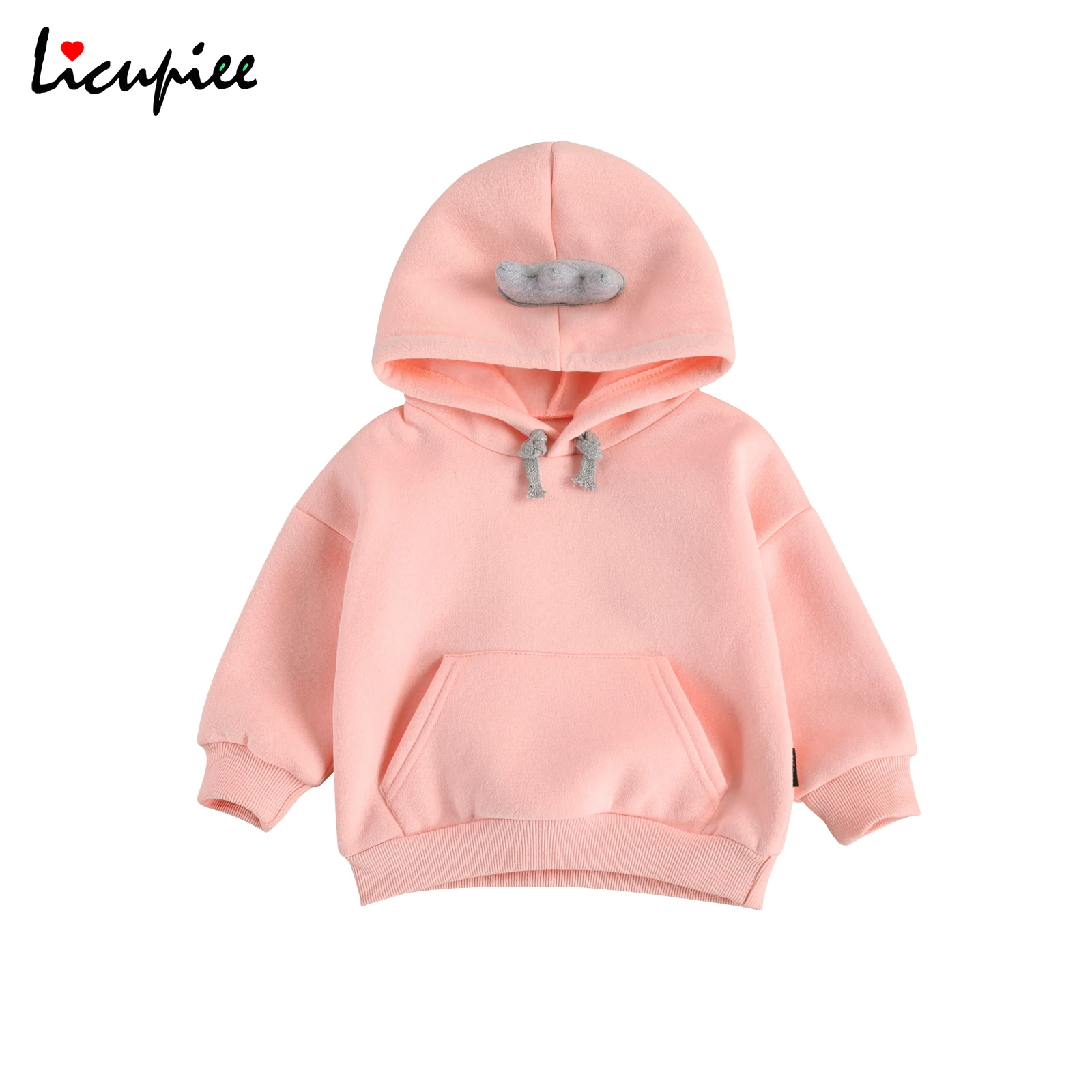 

Детская \ u2019s пуловер с капюшоном, маленький мальчик и девочка \ u2019s с длинным рукавом однотонные Цвет свитер с карманами и с завязками на От 1...