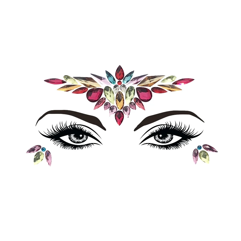 Acrylic Resin Face Chest Decoration Crystal Diamond Drill Paste Stick Music Festival Rhinestone Stickers Temporary Tattoos |