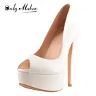 Туфли-лодочки Onlymaker на платформе с открытым носком и высоким каблуком-шпилькой, вечерние разноцветные сексуальные туфли большого размера, размеры от 5 до 15