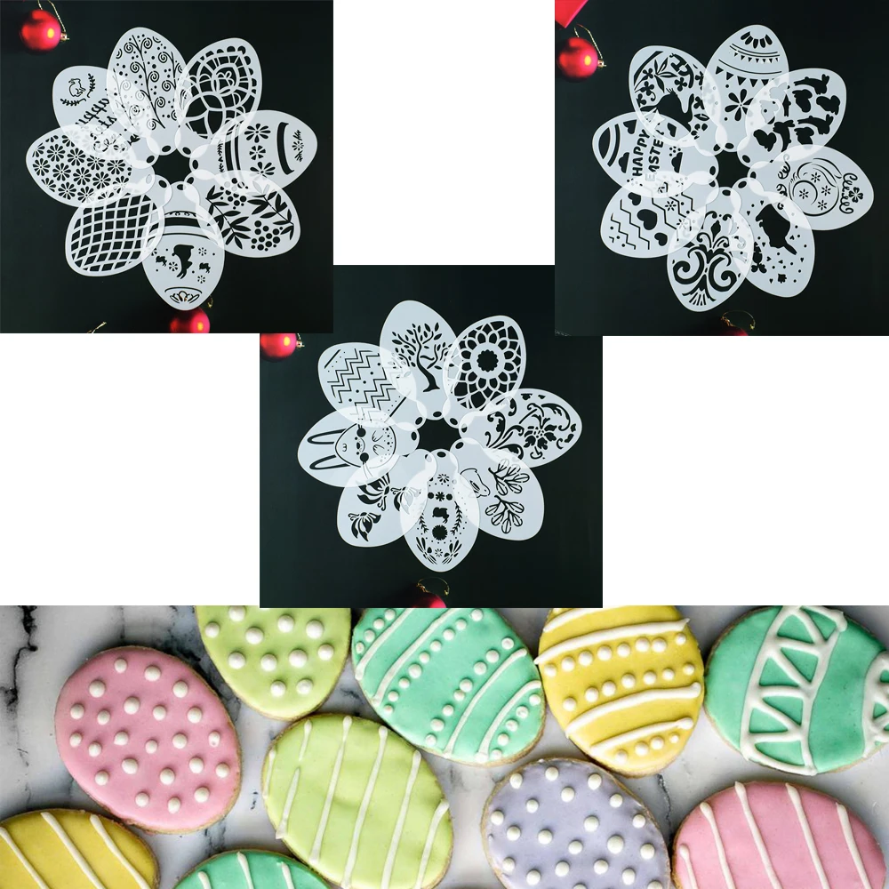 

New Easter Eggs Cookie Stencil,Baking Fondant Tools for Cakes,Celebration Tools Set Stencil,Fondant Decorating Stencil