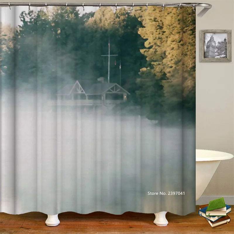 

Home Decor Scenery Snow Mountain Lake Waves Sunset World Map Shower Curtain Shower Room Partition Waterproof and Mildew Proof