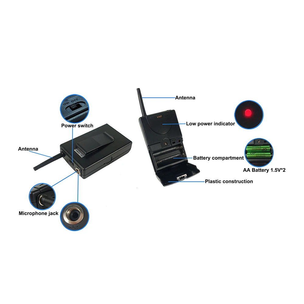 4-канальный цифровой светодиодный дисплей УКВ-микрофон 2-канальный ручной