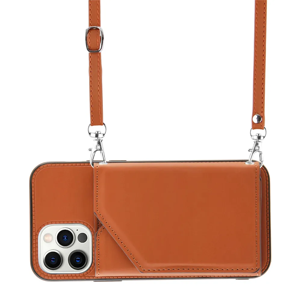 Кожаный чехол со шнурком и цепочкой для телефона iPhone 12 11 Pro Max Mini XR XS 7 8