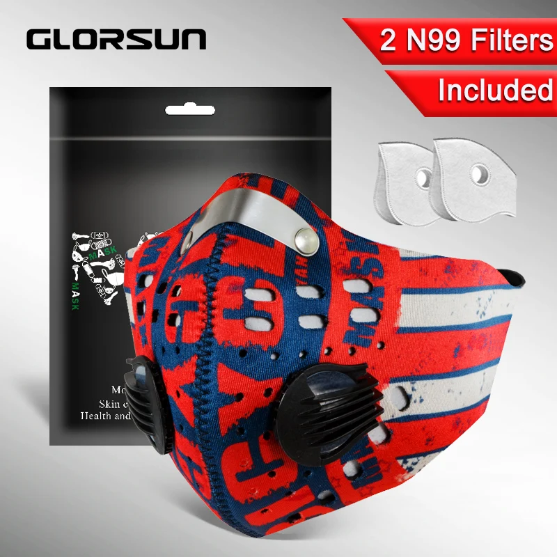 GLORSUN маска на заказ из неопрена n99 анти-пм2, 5 мотоциклетная велосипедная черная моющаяся маска для рта для занятий спортом