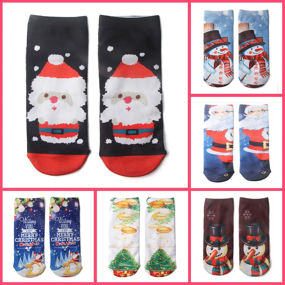 6 Pairs Fun Printed Boat Sock Women Christmas Gift Slouch Low Cut Women's Cotton No-show New Year Kawaii Ankle Socks Ladies Fall